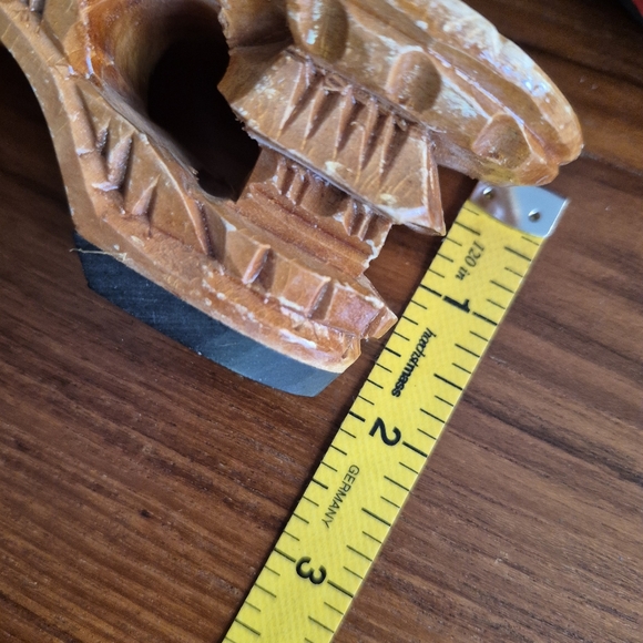 Vintage 60s Red Tiki Carved Heel Sandals 5 - Picture 9 of 10